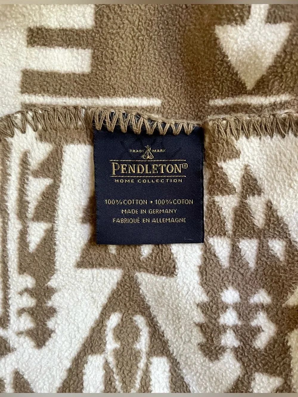 Pendleton Harding Star Print 100% Cotton Tan/Cream Woven Blanket, sz Full